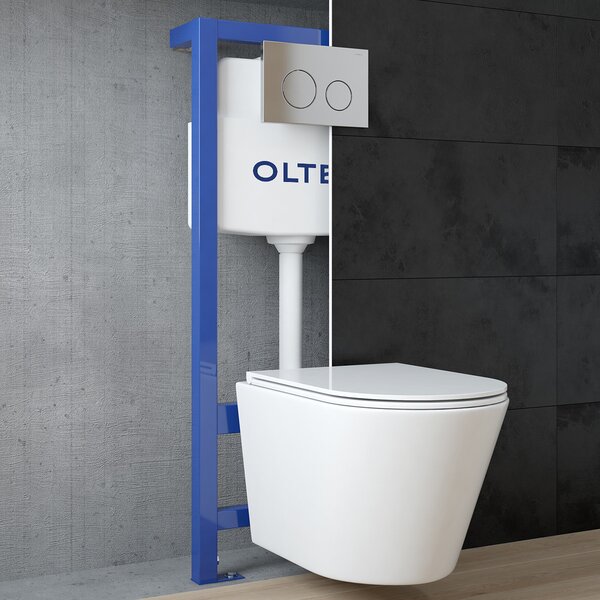 Sada podomítkový WC modul Oltens Triberg 50001000, splachovací tlačítko Oltens Torne 57101300, 49301000