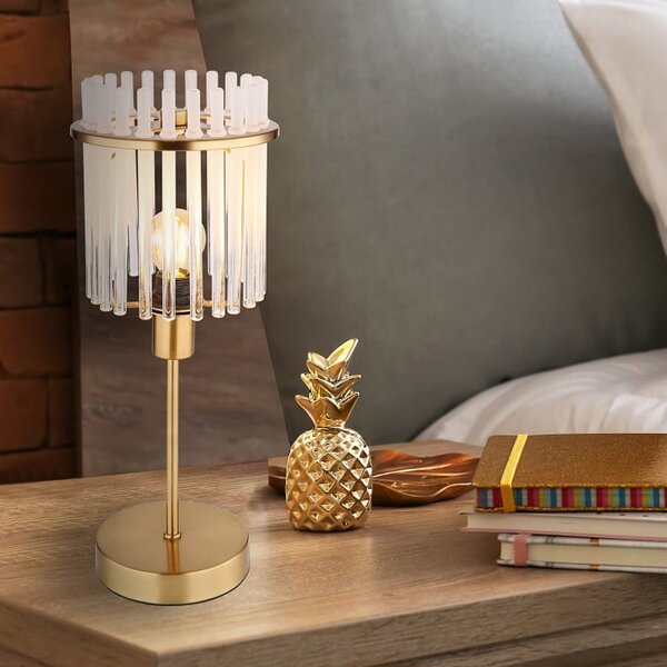Globo Lighting Gorley stolní lampa 1x40 W bílá-průhledná-zlatá 15698TM