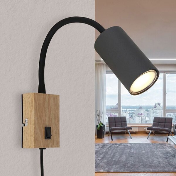 Globo Lighting Robby nástěnné svítidlo 1x25 W dřevo-grafitová 57911WG