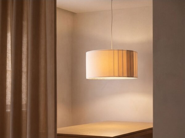Lustr na lanku STRIPES 1xE27/60W/230V pr. 40 cm krémová