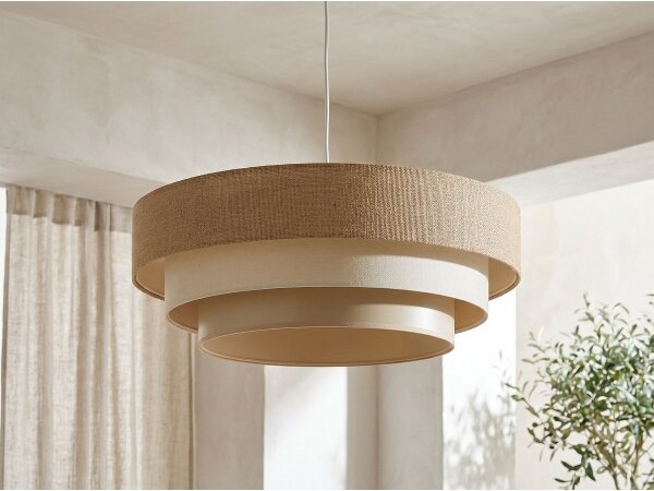 Lustr na lanku TRINITI 1xE27/60W/230V pr. 40 cm béžová/krémová