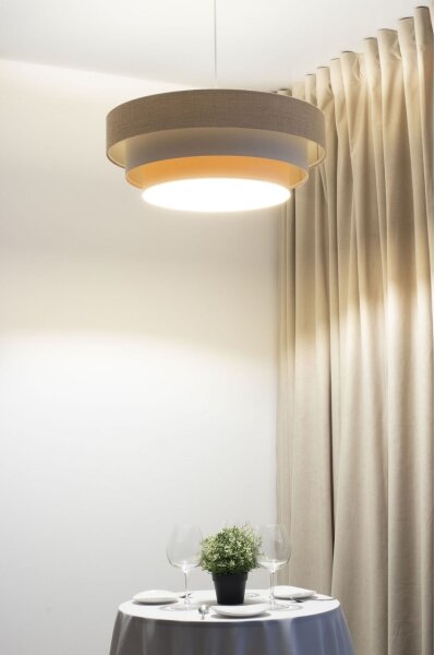 Lustr na lanku TRINITI 1xE27/60W/230V pr. 40 cm béžová/krémová