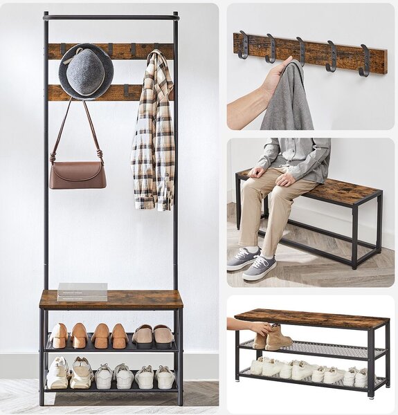Předsíňový věšák Houseland Bellano hnědý/černý