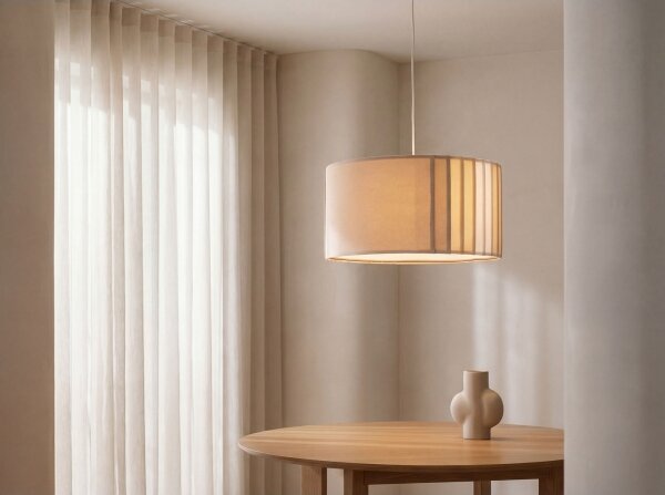 Lustr na lanku STRIPES 1xE27/60W/230V pr. 40 cm béžová
