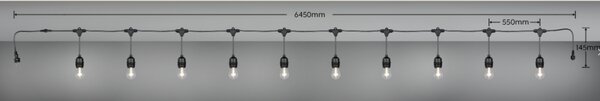 Trio TR74771132 LED venkovní závěsný řetěz CHAIN | 1W E27 | 10x80lm | 3000K