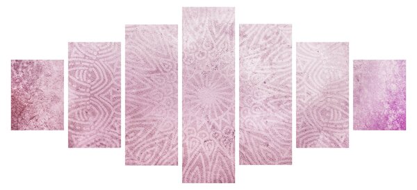 Obraz - Mandala v růžové zdi (210x100 cm)