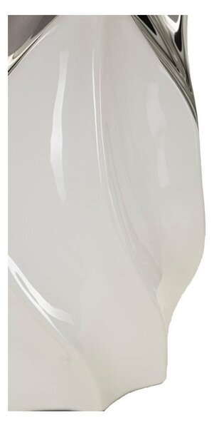 Bílá/ve stříbrné barvě keramická stolní lampa s textilním stínidlem (výška 51 cm) Shiney – Mauro Ferretti