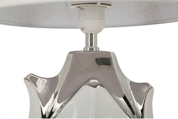 Bílá/ve stříbrné barvě keramická stolní lampa s textilním stínidlem (výška 51 cm) Shiney – Mauro Ferretti