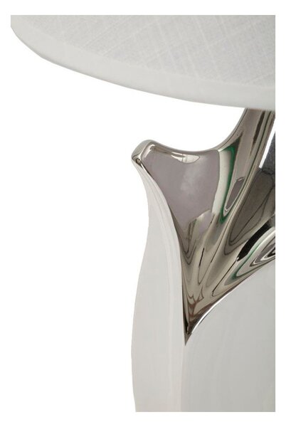 Bílá/ve stříbrné barvě keramická stolní lampa s textilním stínidlem (výška 51 cm) Shiney – Mauro Ferretti