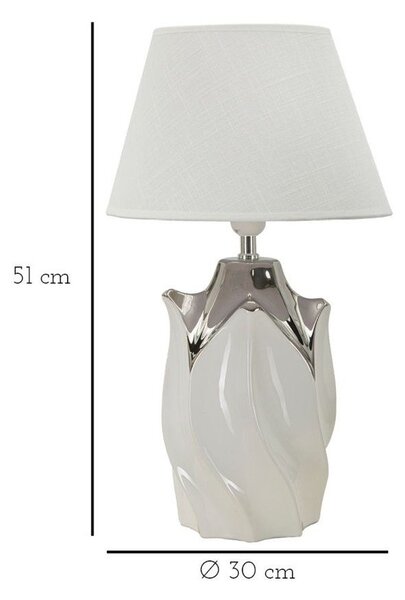 Bílá/ve stříbrné barvě keramická stolní lampa s textilním stínidlem (výška 51 cm) Shiney – Mauro Ferretti