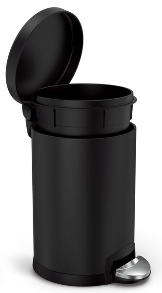 Pedálový odpadkový koš Simplehuman – 4,5 l, kulatý, matná černá ocel