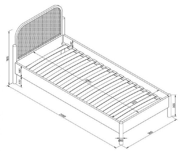 Jednolůžková postel z dubového dřeva s roštem 90x200 cm v přírodní barvě Olive Rotan – Vipack