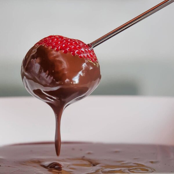 Sada fondue, keramická čokoládová topná sada s vidličkami