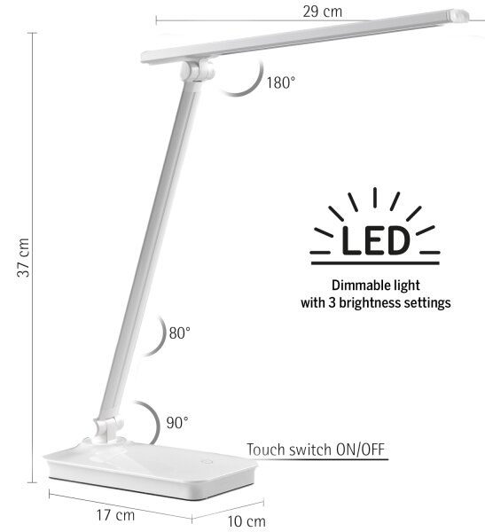 ONLI - LED Stmívatelná stolní lampa S USB portem DESKI LED/7W/230V 4000K bílá