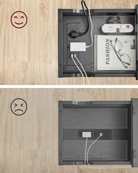 SONGMICS Odkládací stolek Vasagle Laurin s USB porty černý