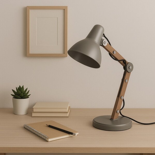 ONLI - Stolní lampa ARCHITETTO 1xE27/22W/230V 62 cm šedá/hnědá