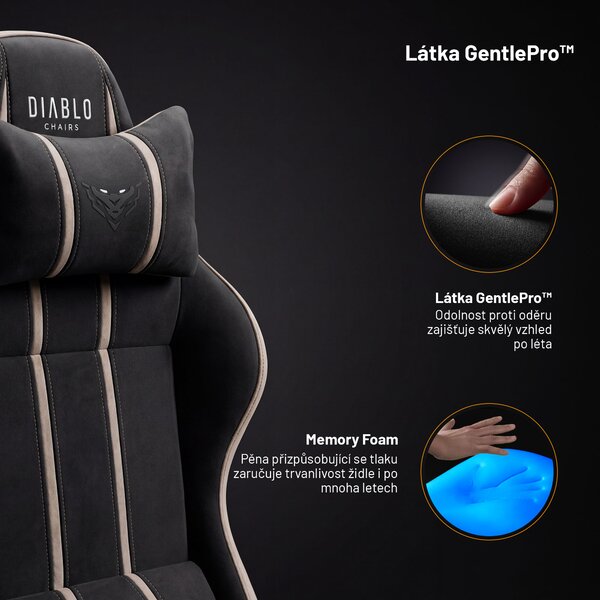 Látková herní židle černo-béžová Diablo X-One 2.0 Camel Black Normal