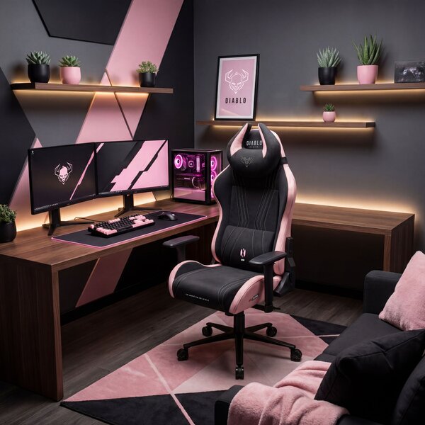 Látková herní židle černo-růžová Diablo X-Horn 2.0 Akira Pink Normal