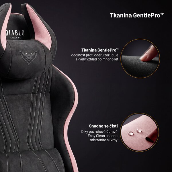 Látková herní židle černo-růžová Diablo X-Horn 2.0 Akira Pink Normal
