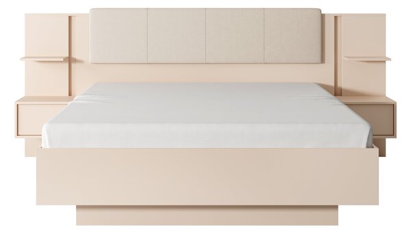 Manželská postel 160 cm s nočními stolky Danton K (s úložným prostorem) (bez matrace a roštu) (béžová)