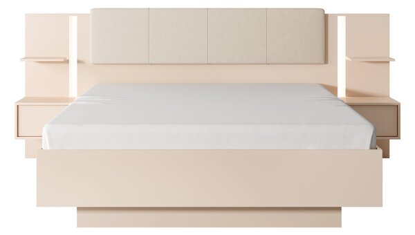Manželská postel 160 cm s nočními stolky Danton K (s úložným prostorem) (bez matrace a roštu) (béžová)