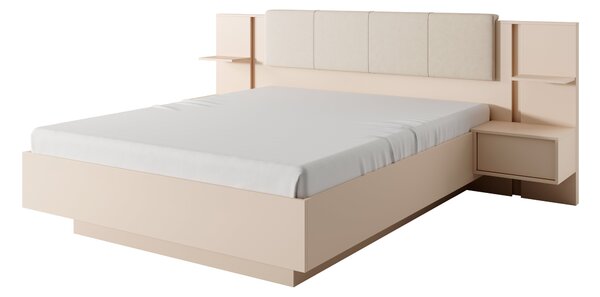 Manželská postel 160 cm s nočními stolky Danton K (s úložným prostorem) (bez matrace a roštu) (béžová)