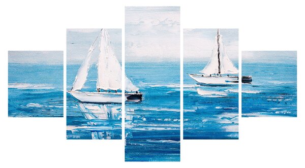 Obraz - Malba jachty na moři (125x70 cm)