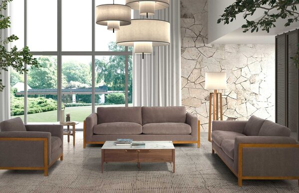 Ořechový konferenční stolek Angel Cerdá No. 2046, 120 x 60 cm s mramorovým dekorem