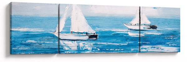 Obraz - Malba jachty na moři (170x50 cm)