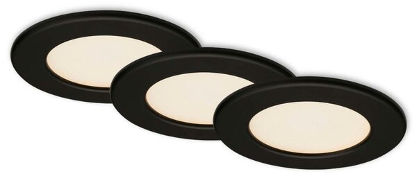 BRILONER 3ks sada LED vestavné svítidlo, pr. 11,5 cm, 6 W, 650 lm, černá IP44 BRI 7053-035