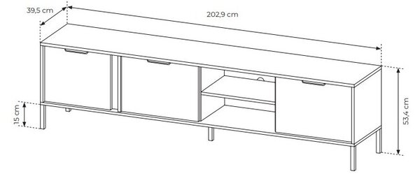 TV stolek/skříňka Lyran 3D (antracit + zlatá)