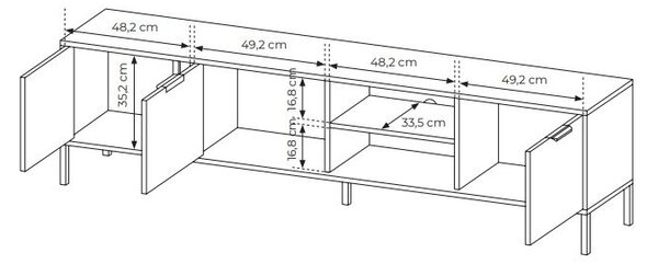 TV stolek/skříňka Lyran 3D (antracit + zlatá)