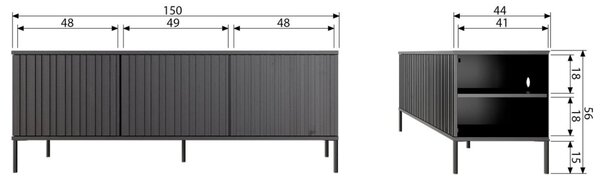 -25 % Dny MOMENTI– WOOOD Šedobéžový dřevěný TV stolek Gravia 150 x 44 cm