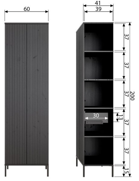 WOOOD Šedobéžová dřevěná skříň Gravia 210 x 60 cm