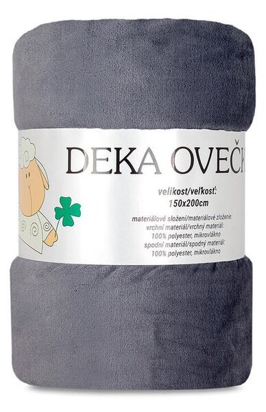 Beránková deka OVEČKA šedá 150 x 200 cm