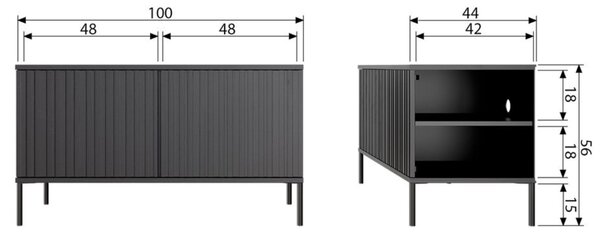 WOOOD Šedobéžový dřevěný TV stolek Gravia 100 x 44 cm