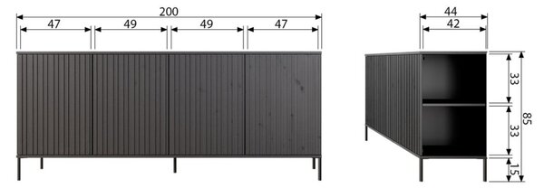 -25 % Dny MOMENTI– WOOOD Šedobéžová dřevěná komoda Gravia 200 x 44 cm