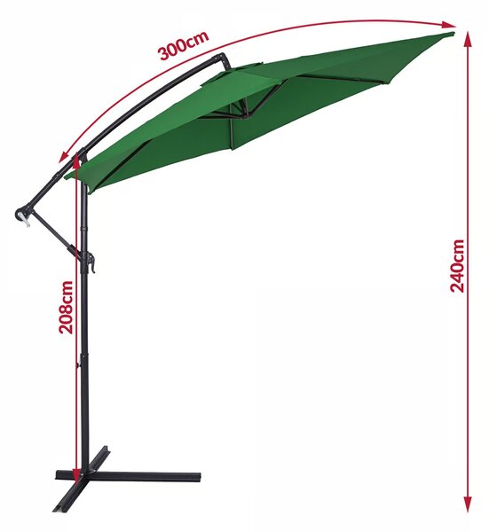 Deuba Zahradní slunečník Ø300 cm - zelený