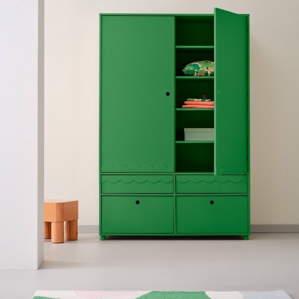 Jotex Zelená lakovaná šatní skříň MERRILL MINI 180 x 120 cm