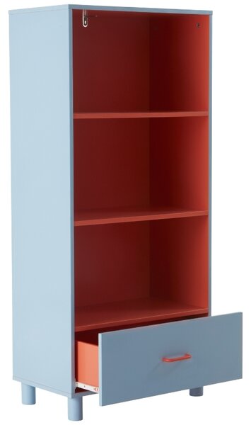Jotex Modro-červená lakovaná dětská knihovna BIBBI 131 x 60 cm