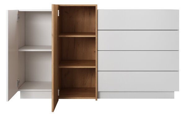 Komoda Three 2D4S (dub craft zlatý + bílá). Akce -20%