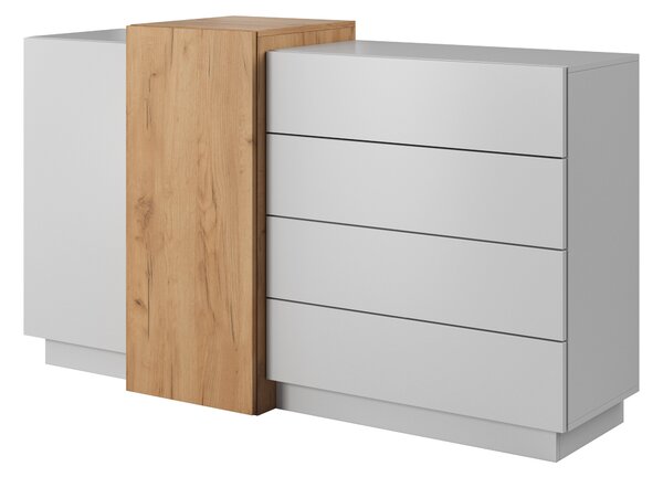 Komoda Three 2D4S (dub craft zlatý + bílá). Akce -20%