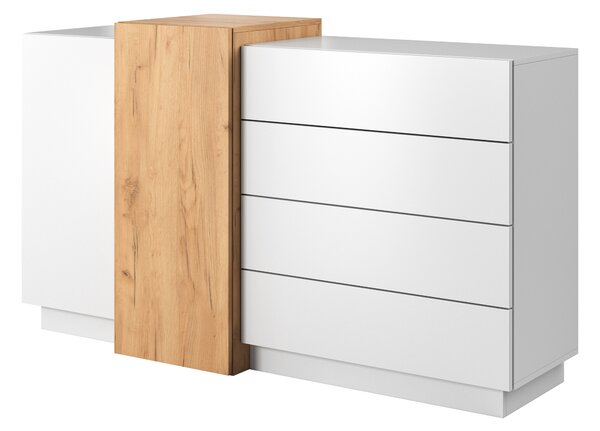 Komoda Three 2D4S (dub craft zlatý + bílá). Akce -20%