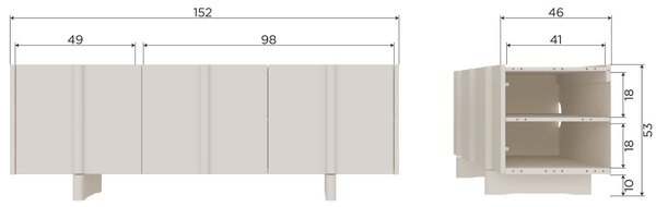 WOOOD Šedobéžový dřevěný TV stolek Basu 152 x 46 cm