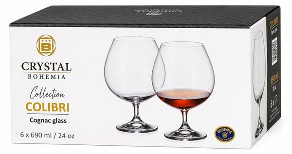Crystal Bohemia sklenice na koňak Colibri 690 ml 6 ks