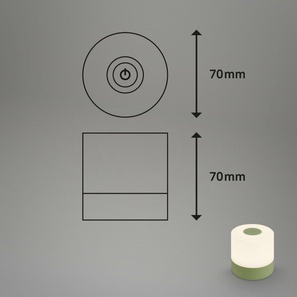 BRILONER LED nabíjecí stolní lampa, 7 cm, 2W, 150lm, zelená IP44 BRILO 7461019