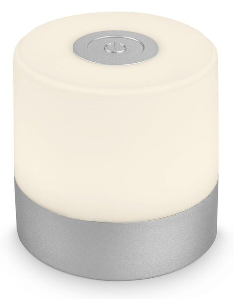 BRILONER LED nabíjecí stolní lampa, 7 cm, USB-C, 2W, 150lm, matný chrom IP44 BRILO 7461014