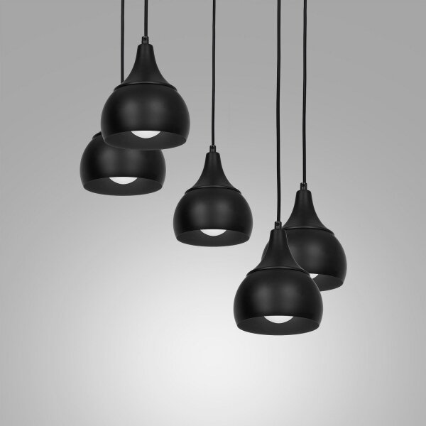 Lustr na lanku AKTAN 5xE27/60W/230V černá kulatý