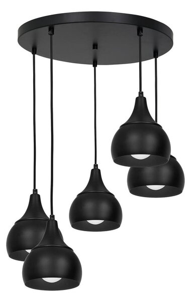 Lustr na lanku AKTAN 5xE27/60W/230V černá kulatý