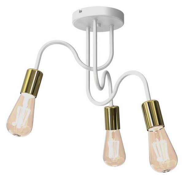 Přisazený lustr DOW 3xE27/60W/230V bílá/zlatá